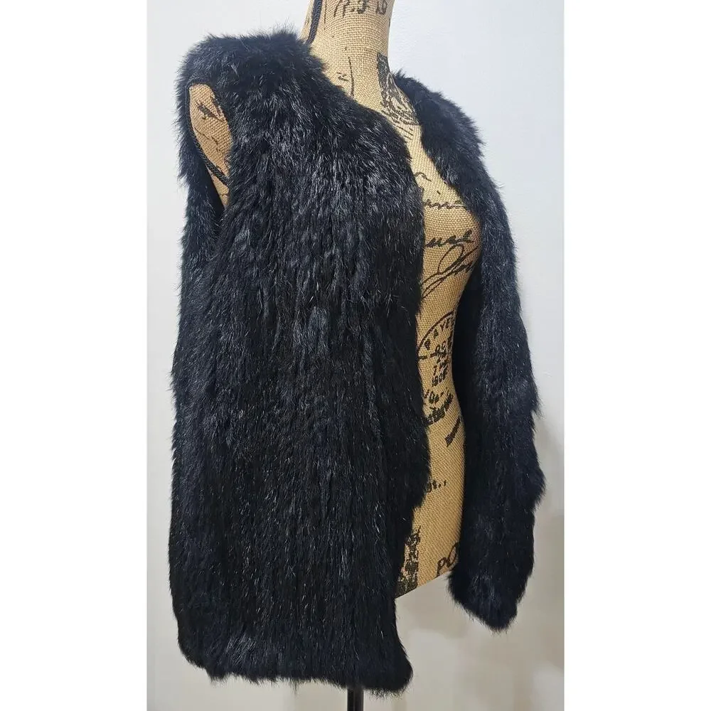 525 America Lux Rabbit Fur Vest, 100% Real Dyed Rabbit Fur, Womens Sz S, New